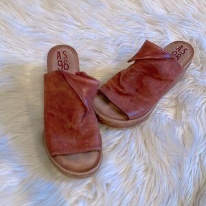 A.S. 98 rust orange suede wedge size 36